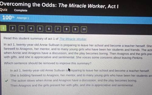 Read this student summary of act 1 of The Miracle Worker In act 1, twenty-year-old Annie Sullivan i