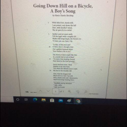 Which details would be most important to include in a summary of Going Down Hill on a

Bicycle, A