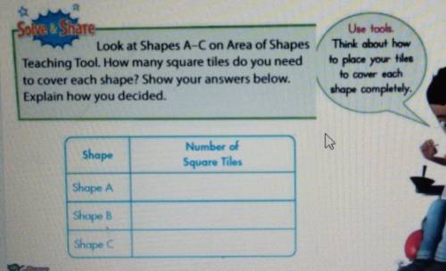 Look at Shapes A-Con Area of Shapes Teaching Tool. How many square tiles do you need to cover each