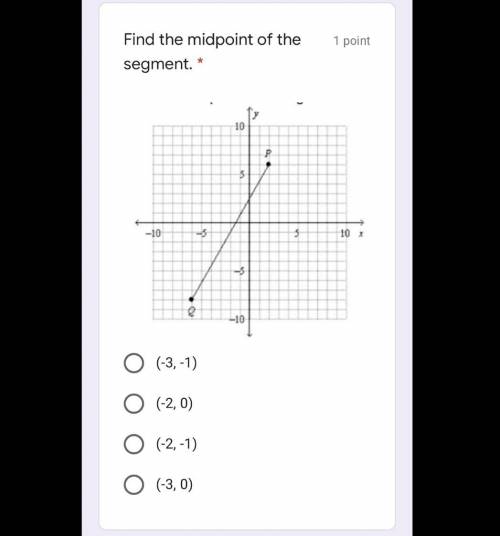 Find the midpoint, multiple choice question