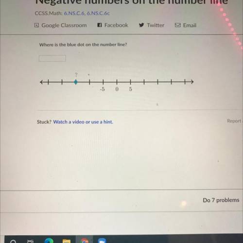 Where is the blue dot on the number line?
Please help this assignment is so late