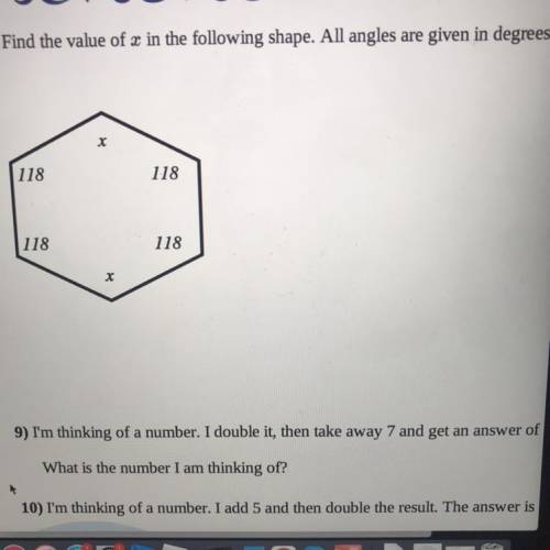 Help how do I find value of x