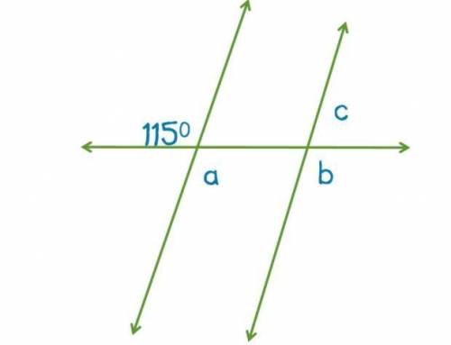 Find the measurements of angles a, b and c. PLZ HELP