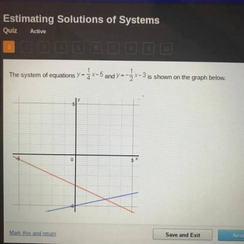 Which statement is true about the solution to the system of equations?

O The x-value is between 2