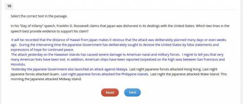 In his “Day of Infamy” speech, Franklin D. Roosevelt claims that Japan was dishonest in its dealing