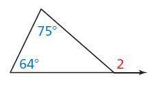 The measure of the exterior angle of the triangle is