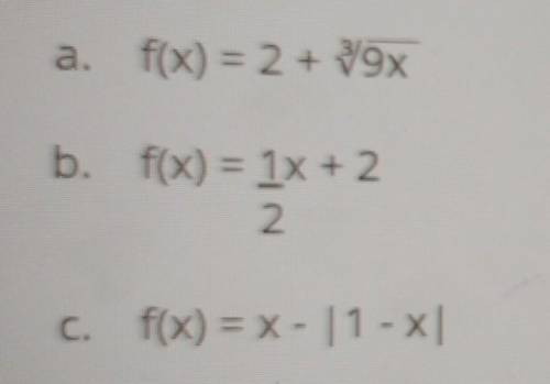 Evaluate each function. For x =-3.