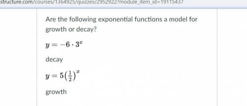 Are the following exponential functions a model for growth or decay?