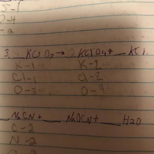 Can someone help me solve number 3 for chemical equations?