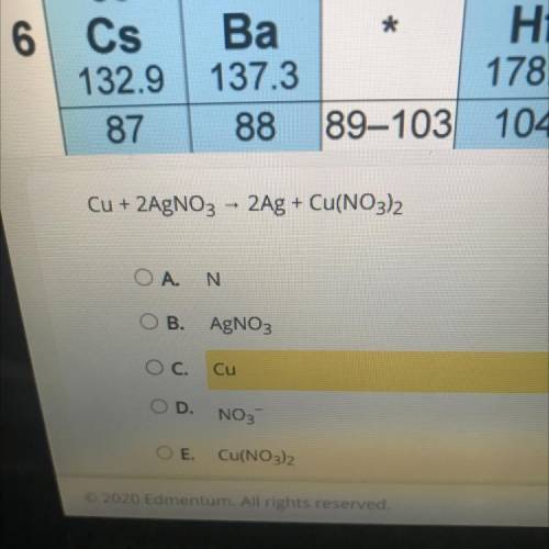 Which substance in this redox reaction is the oxidizing agent?
