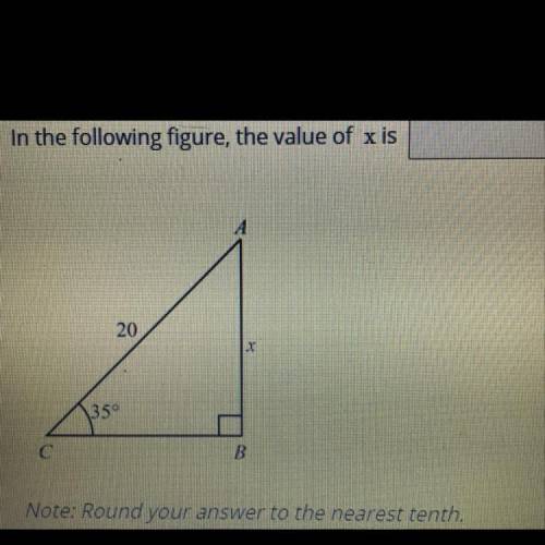 What is the value of x ?

- Round the answer to the nearest tenth - 
I’ll give Brainliest!!
