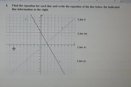 Find equation for each line and write the equation of the line below the indicated line information