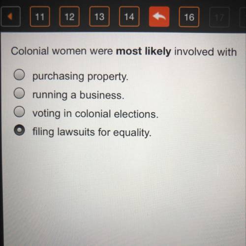 Colonial women were most likely involved with ?

A. Purchasing property.
B. Running a business.
C.