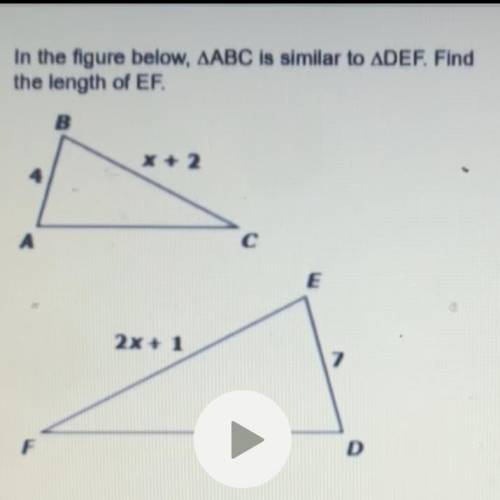 ⚠️NEED HELP ASAP ⚠️
in the figure below ARE is similar to ADEF. Find the length of EF