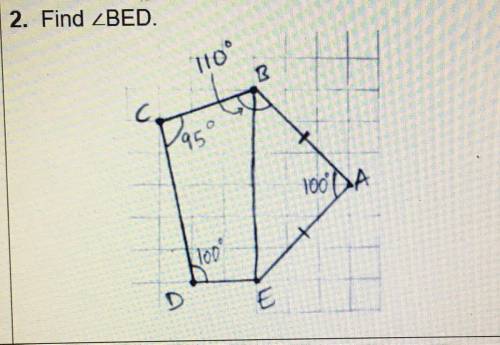 2. Find
110°
B
С.
95°
Pas
100 A
100
E