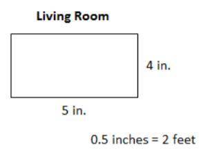 What is the actual length and width of the living room? Show your work.