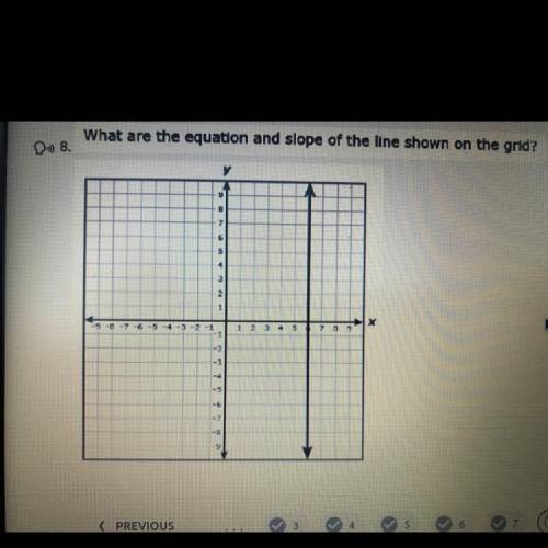 What are the equation and slope of the line shown on the grid?