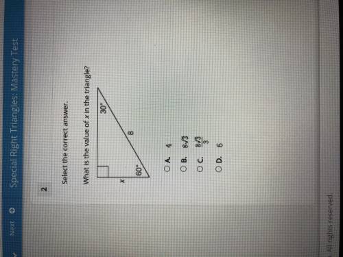 What is the value of X in the triangle?