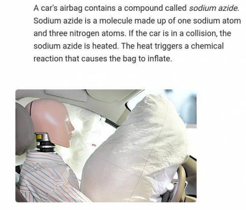 PLEASE HELP MEEE

which statement describes a chemical change that occurs when a car's airb