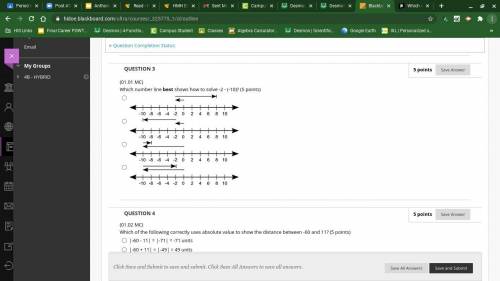 Which number line best shows how to solve -2 - (-10)? (5 points) A number line from negative 10 to