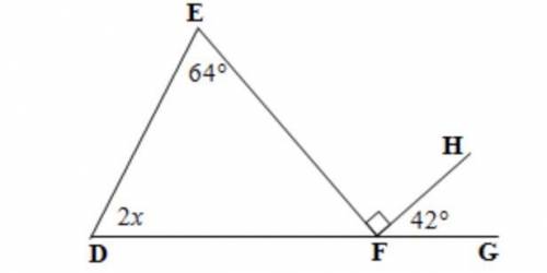 Find the value of x. F belongs to DG
PLEASE NEED ANSWER ASAP!
