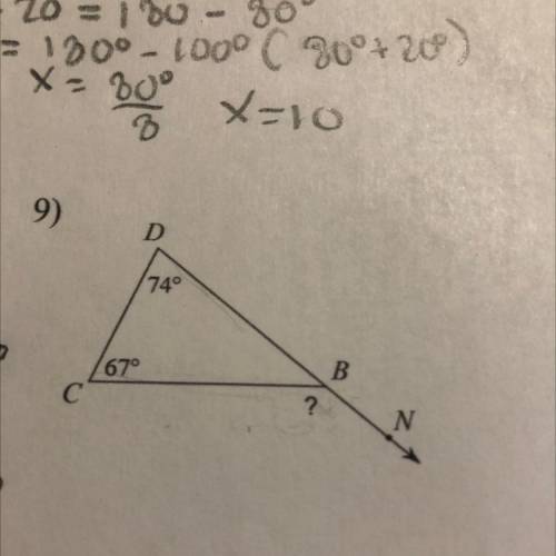 9) Find the measure of the angle indicated and show work please help need ASAP I’ll give u brainles