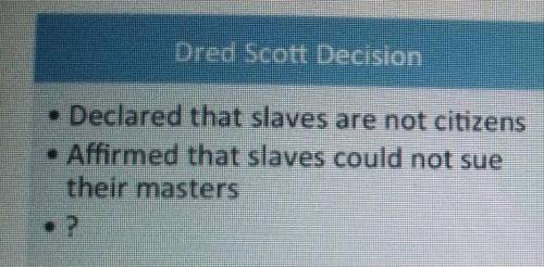 The graphic organizer shows the main points of Dred Scott Decision:

which of the following comple