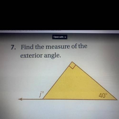 Click the photo to find the measure of the exterior angle