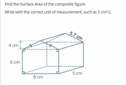 Find the Surface Area of the composite figure.

Write with the correct unit of measurement, such a