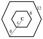 Solve the following problems:
Concentric regular hexagons
with parallel sides.
Find x