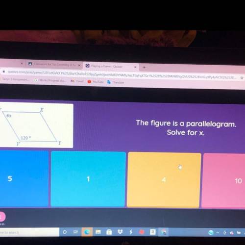 The figure is a parallelogram.
Solve for x.