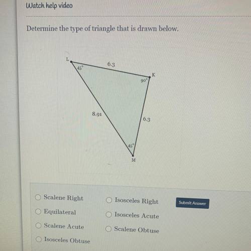 Determine the type of triangle that is drawn below