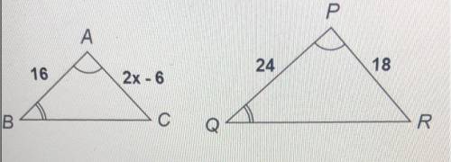 write a similarity statement for the triangles picture. what is the value of x? show your work plea