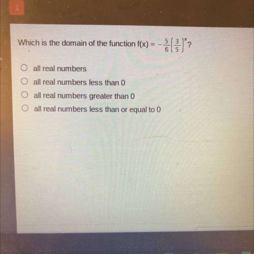 Which is the domain of the function f(x) =

-2?
O all real numbers
O all real numbers less than 0