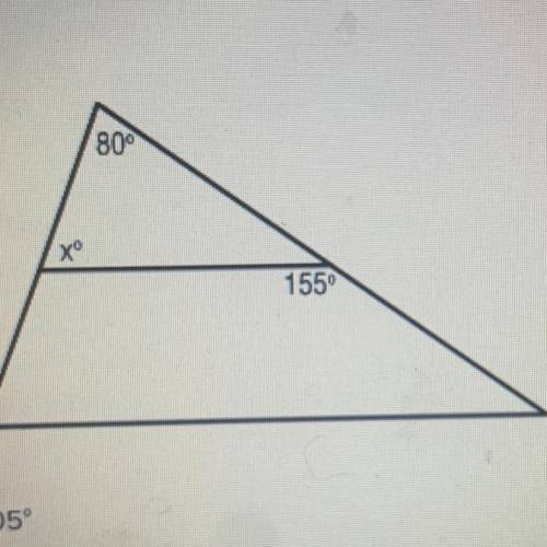 Find the value of x
a)105°
b)85
c)75
d)25