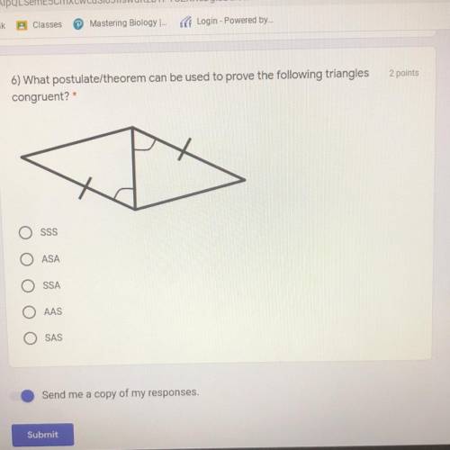 What postulate/theorem can be used to prove the following triangles congruent?