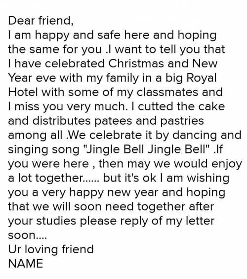 Wrte a letter to your friend sujal describing how yo celebrate Christmas this year​