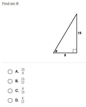 Find sin θ Right Triangle Trigonometry