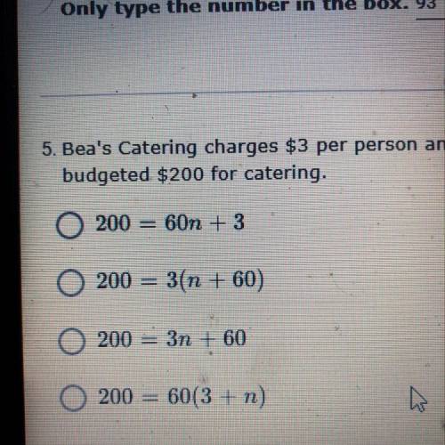Bea's catering charges $3 per person and a $60 clean-up fee to cater banquets. Write an equation to