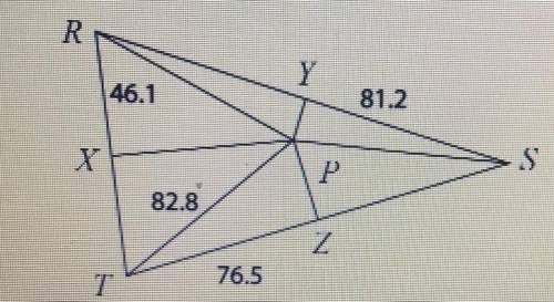PX, PY, and PZ are the perpendicular bisectors of ARST. Find PS and XT.
PS=
XT=