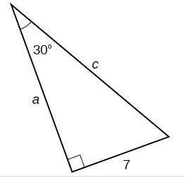 For the right triangle shown, use the trig functions to find the value of a. Round your answer to t