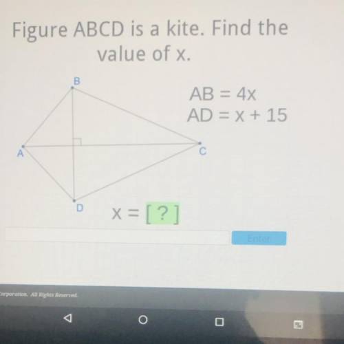 Figure ABCD is a trapezoid. Find
the value of x.