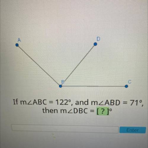 If m ABC = 122°, and m
then m