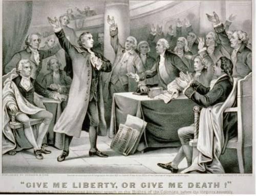 Source 1

“Give me liberty, or give me death!”
by Currier and Ives
Patrick Henry is shown deliveri