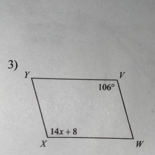 Solve for x, the figure is a parallelogram. will give brainliest, pls show work !!