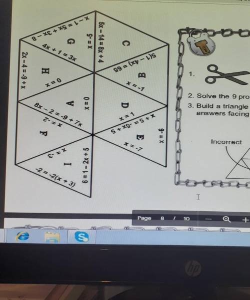 It says to solve the 9 problems. 3.) Is to build a triangle so that each edge has the same answers