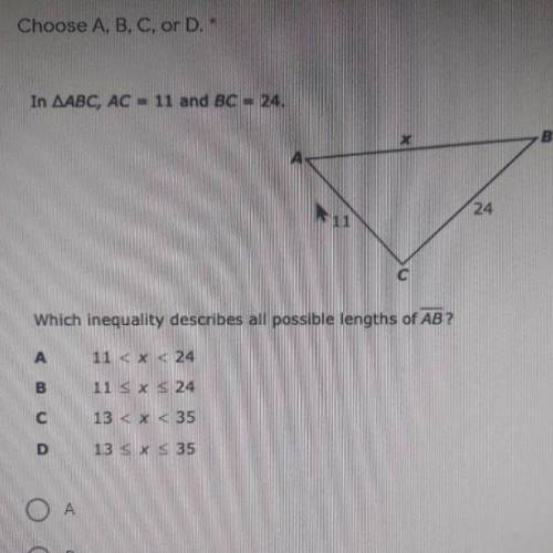 What's the inequality describes all possible length of AB?