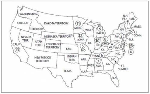 WILL MARK BRAINLIEST!!! HELP

The map below shows the United States on the eve of the Civil War. W