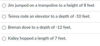Jane’s class gave examples of absolute value in distances traveled. Which example

demonstrates th