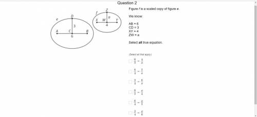 Can someone please answer this

Figure f is a scaled copy of figure e.
We know:
AB = 6
CD = 3
XY =